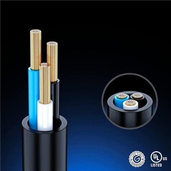 Extension Cord 50 Ft Black Power Cords16 Gauge Wire Heavy Duty ETL Listed (50Ft) - Picture 5 of 7